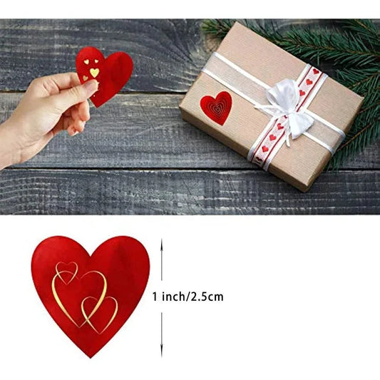 100-500pcs Red Heart Label Stickers Valentine's Day Gift Packaging Seal Candy Bag Wedding Decor Stationery Sticker 1inch by Judge A to Z