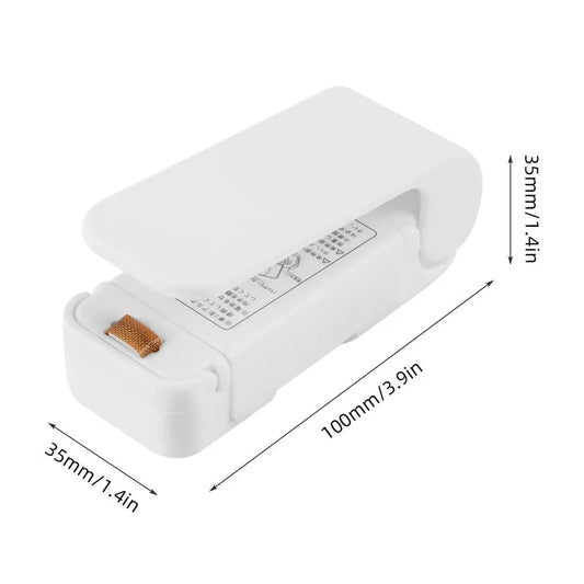 1pc Portable Bag Heat Sealer Plastic Package Storage Bag White Mini Home Sealing Clip Food Snack Fruit Fresh Keeping Gadgets by Judge A to Z
