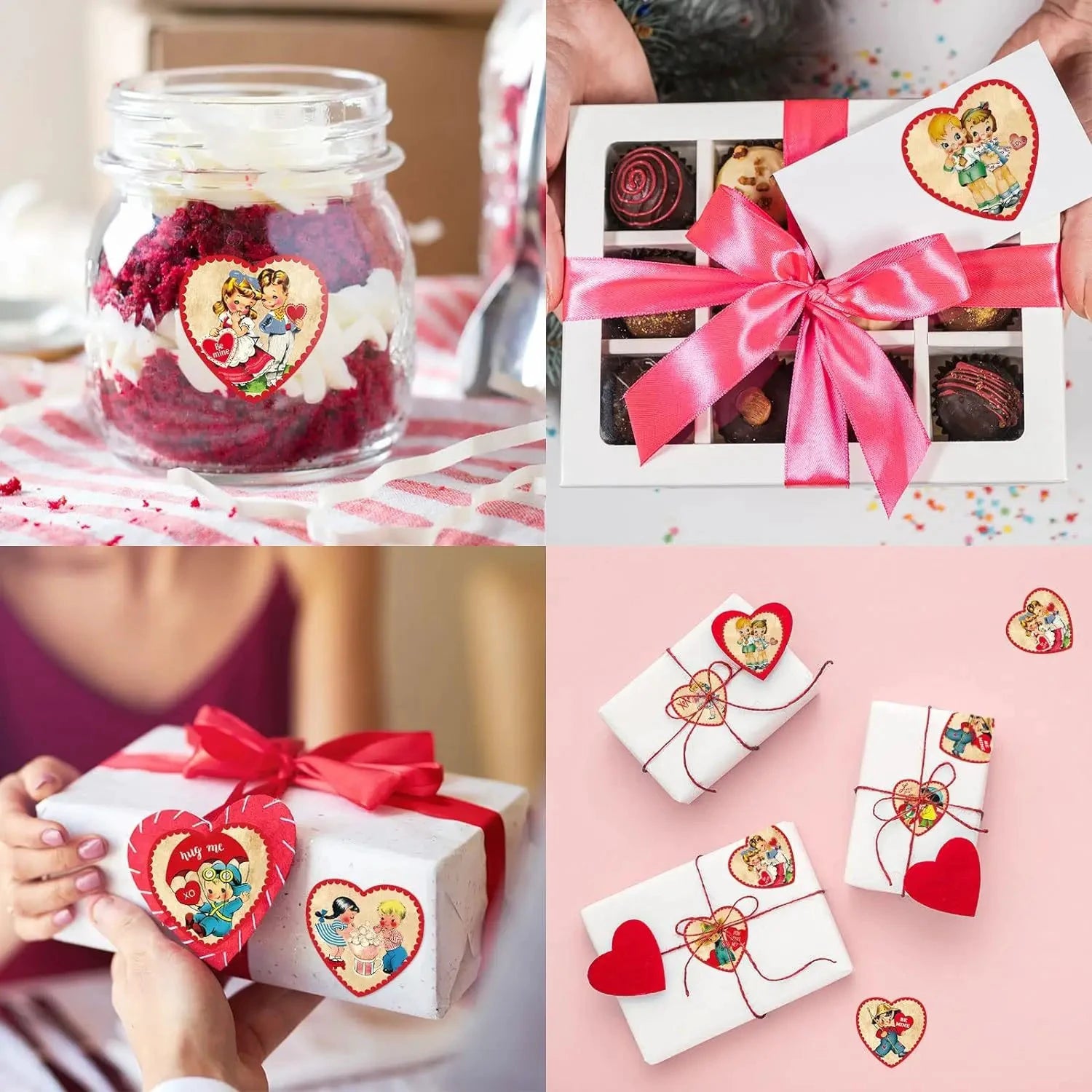 100-500pcs Red Heart Label Stickers Valentine's Day Gift Packaging Seal Candy Bag Wedding Decor Stationery Sticker 1inch by Judge A to Z