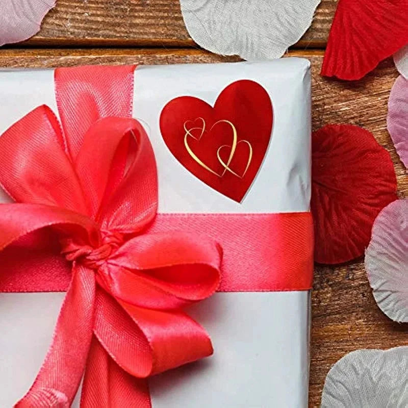 100-500pcs Red Heart Label Stickers Valentine's Day Gift Packaging Seal Candy Bag Wedding Decor Stationery Sticker 1inch by Judge A to Z