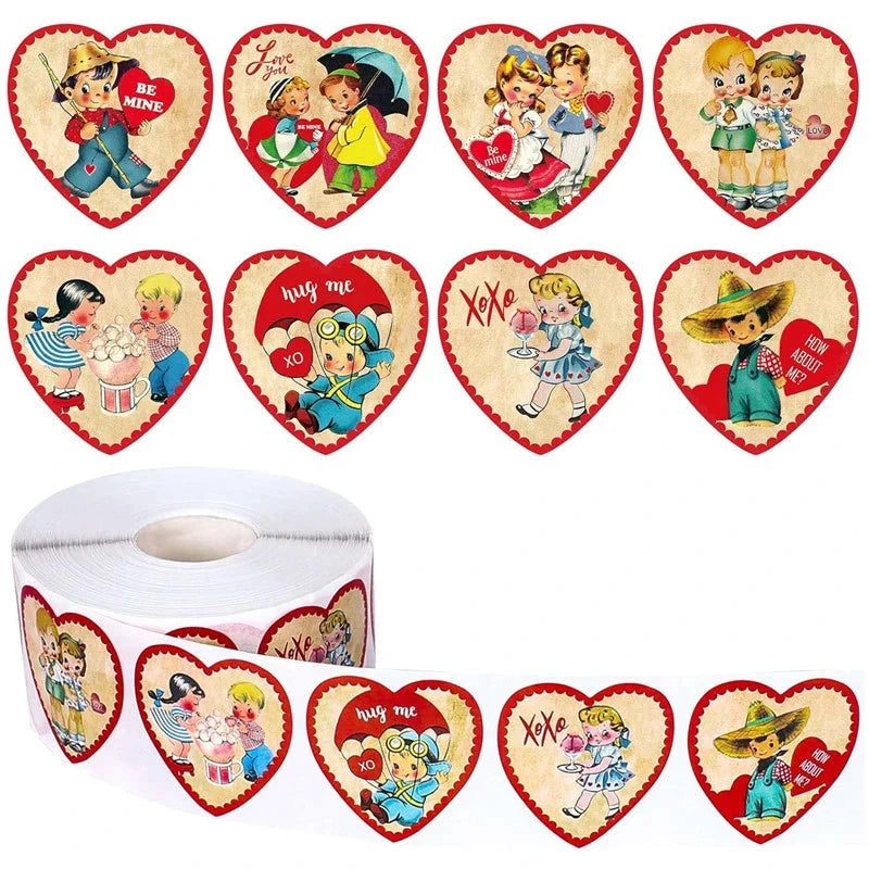 100-500pcs Red Heart Label Stickers Valentine's Day Gift Packaging Seal Candy Bag Wedding Decor Stationery Sticker 1inch by Judge A to Z