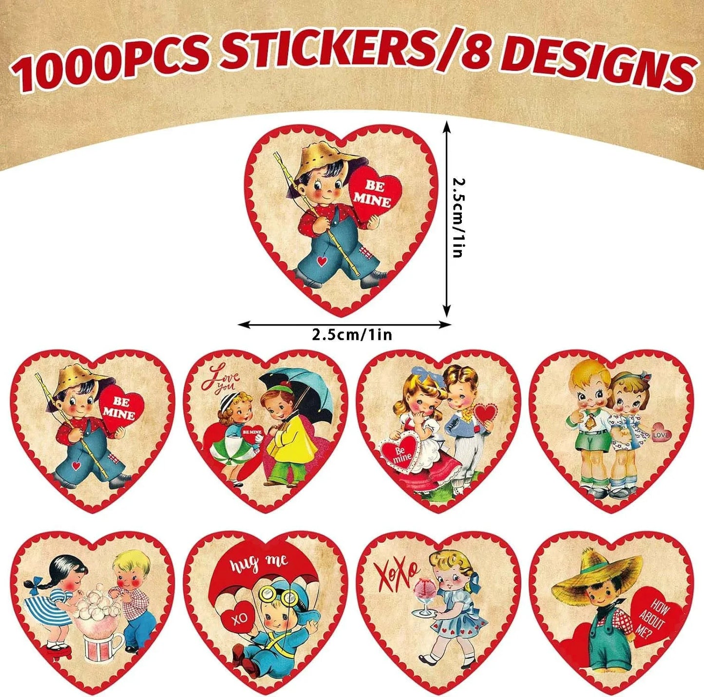 100-500pcs Red Heart Label Stickers Valentine's Day Gift Packaging Seal Candy Bag Wedding Decor Stationery Sticker 1inch by Judge A to Z