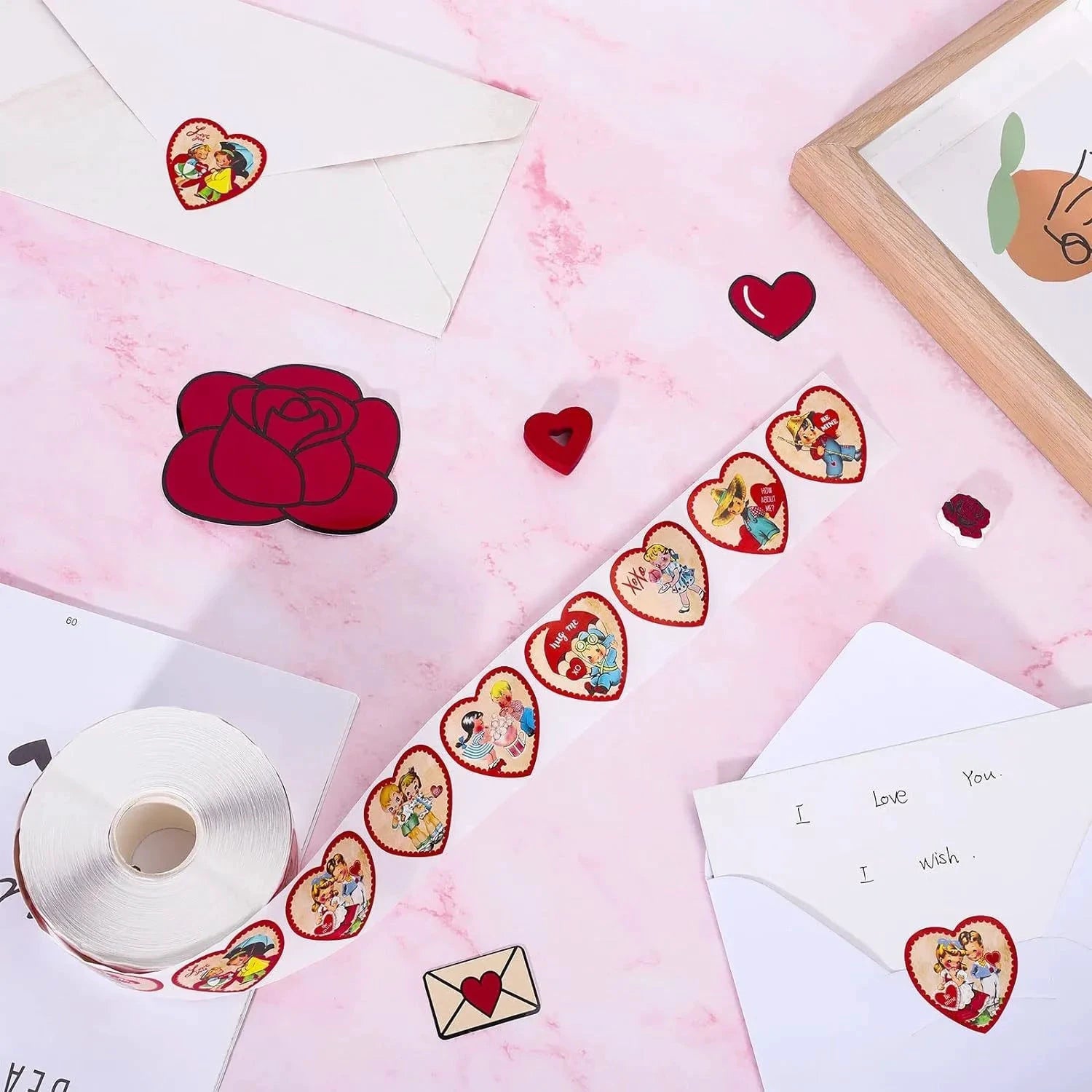 100-500pcs Red Heart Label Stickers Valentine's Day Gift Packaging Seal Candy Bag Wedding Decor Stationery Sticker 1inch by Judge A to Z