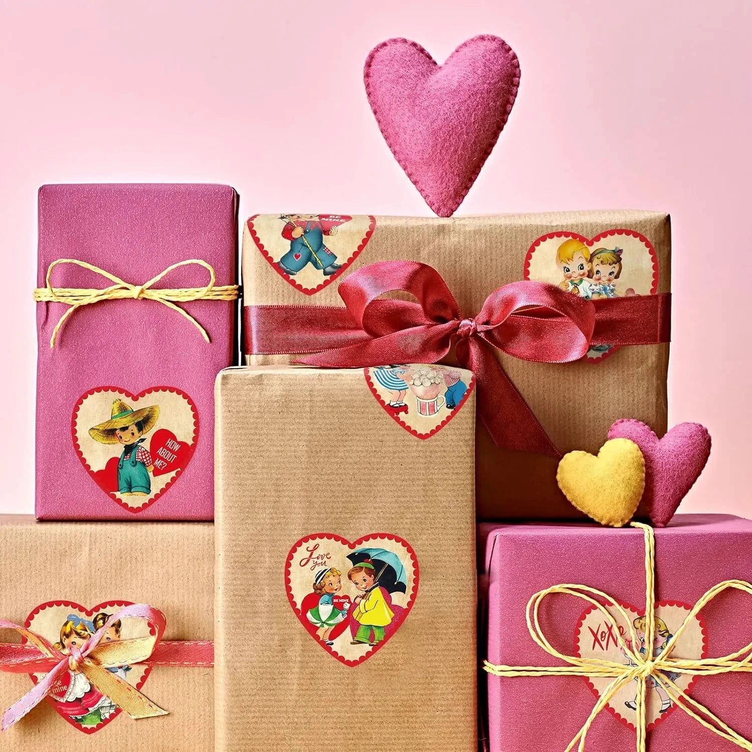 100-500pcs Red Heart Label Stickers Valentine's Day Gift Packaging Seal Candy Bag Wedding Decor Stationery Sticker 1inch by Judge A to Z