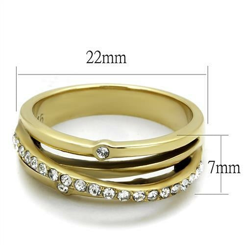 LUXURY IP GOLD PLATED STAINLESS STEEL CZ STATEMENT RING FOR WOMEN